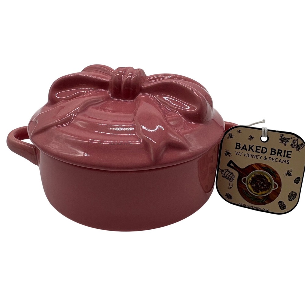 Wild Eye Designs Baked Brie Dish Unisex OS Pink New Bow Lid Ceramic Baker